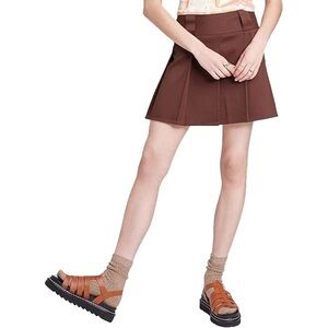 Wild Fable Brown Mini Pleated Skater School School Style Skirt